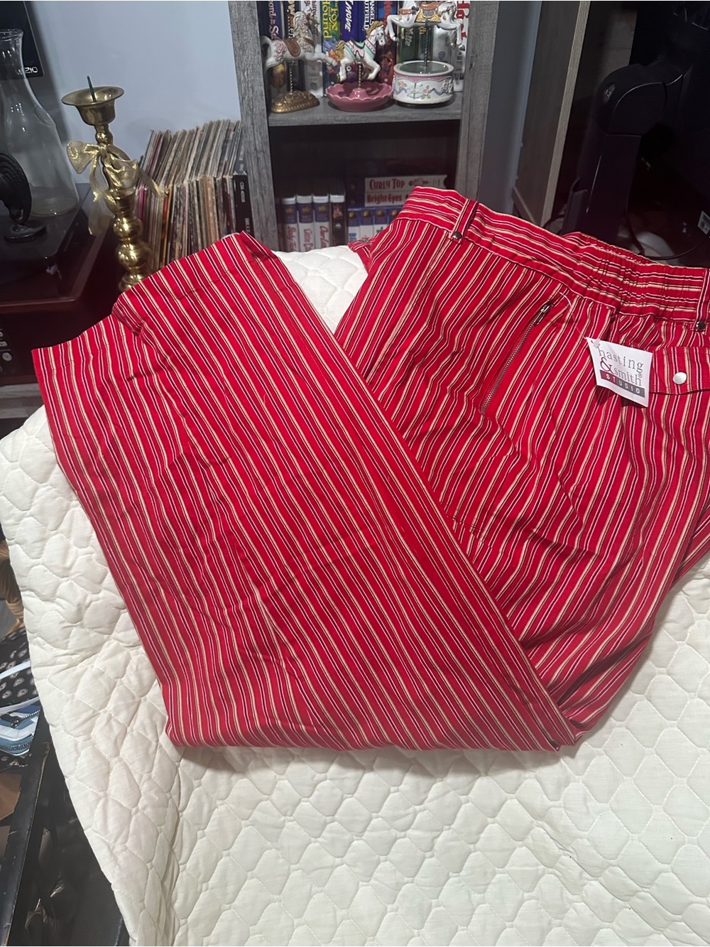 Red striped denim